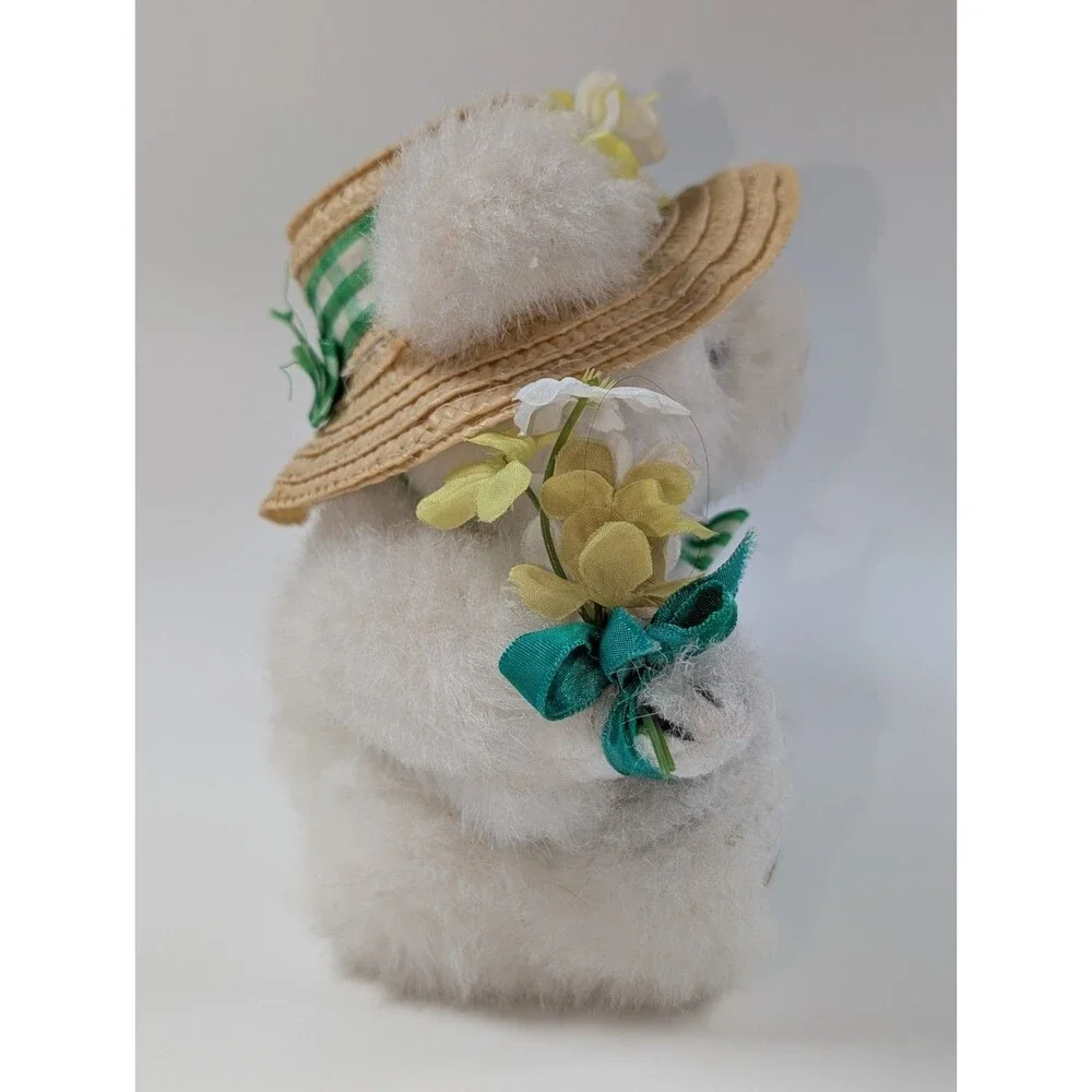 Gorham Aloysius April Plush Teddy Bear Straw Hat Flowers Collectible Easter